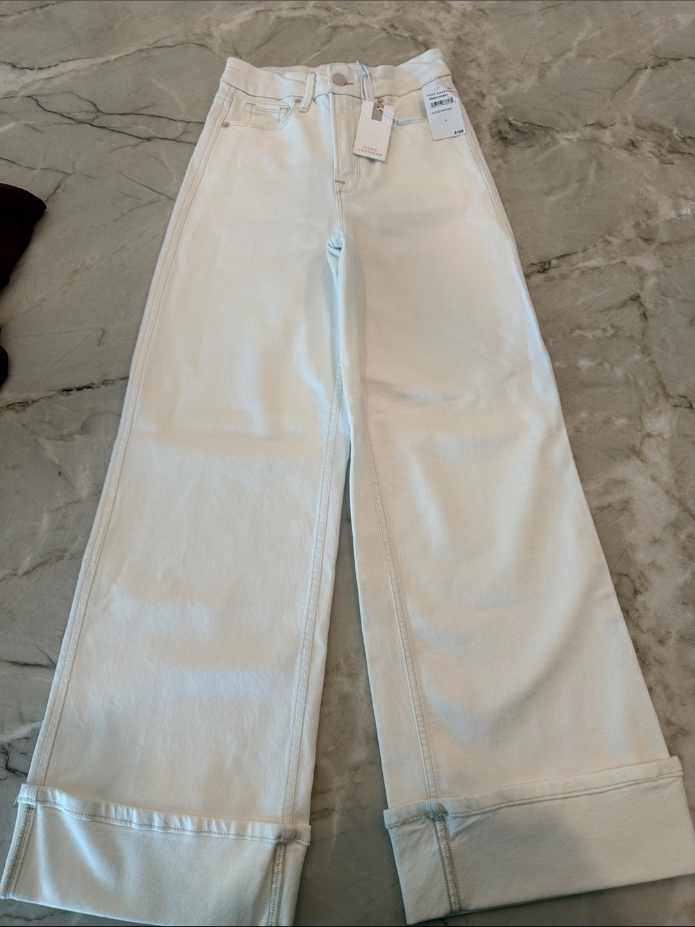 Good American Crisp White Wide-Leg Jeans